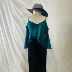 HM Off the Shoulder Emerald Green Satin Top